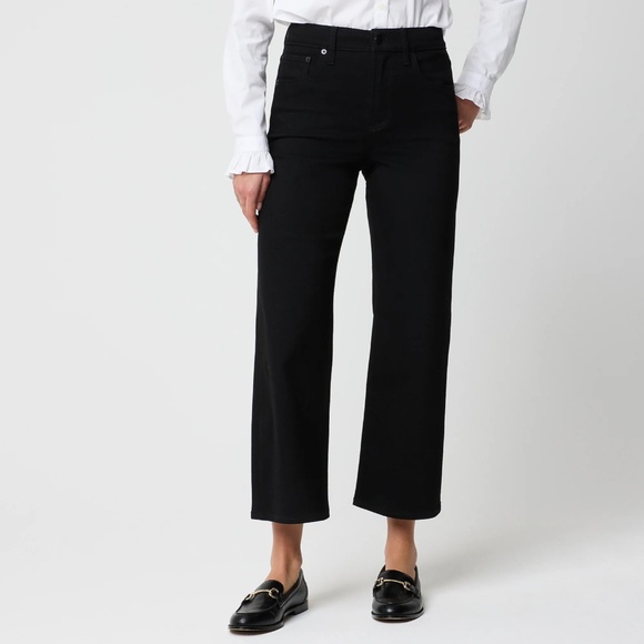 JCREW Size 27 27T Tall Black Wide-Leg Cropped Jean in All-Day Stretch $118 CB373 - Picture 1 of 6